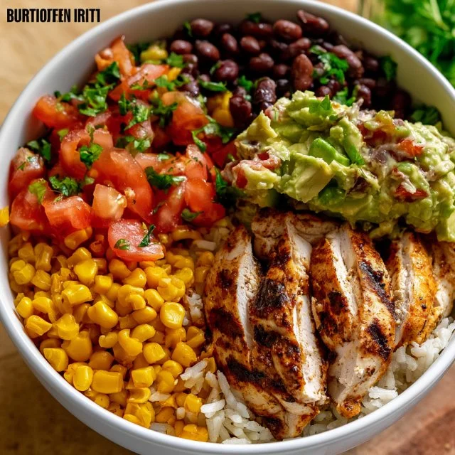 Delicious Chicken Burrito Bowl with fresh ingredients and vibrant colors
