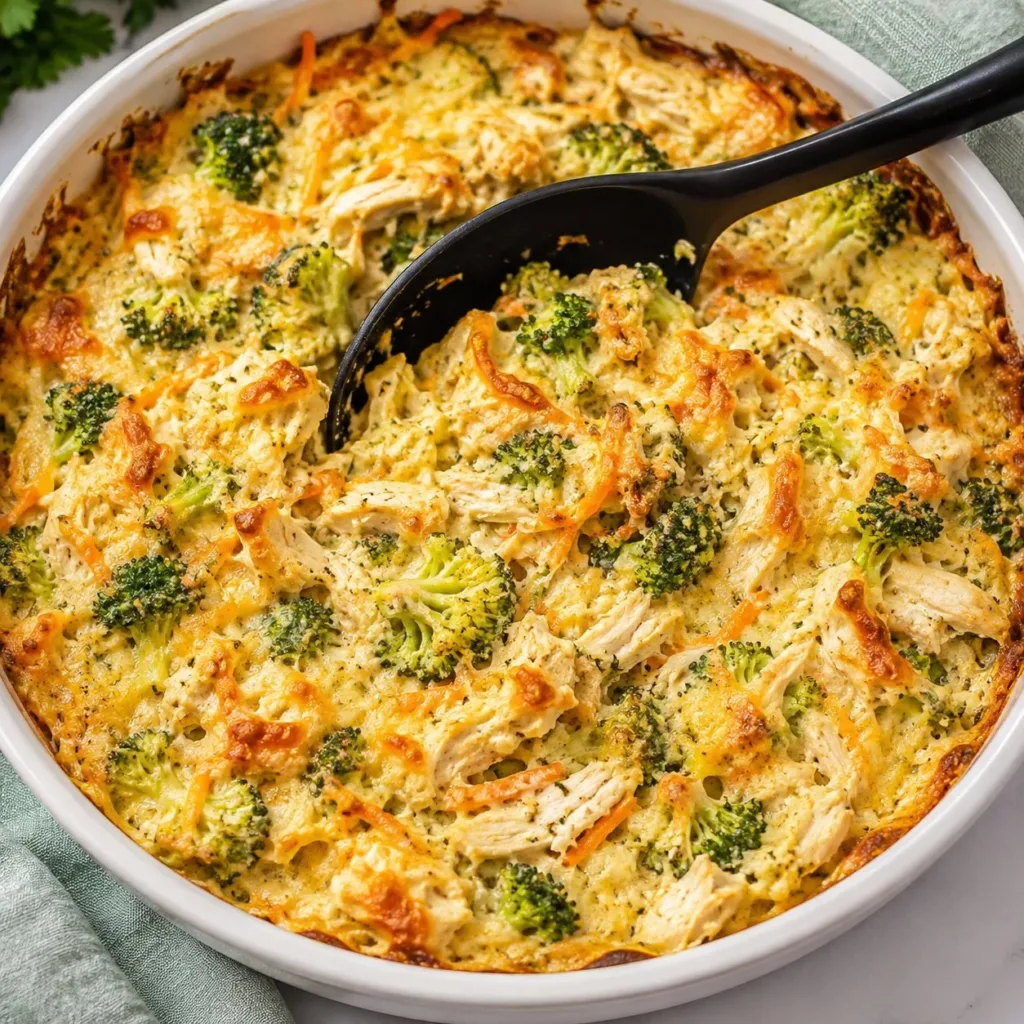 Delicious Chicken Stuffing Bake topped with herbs and golden crust