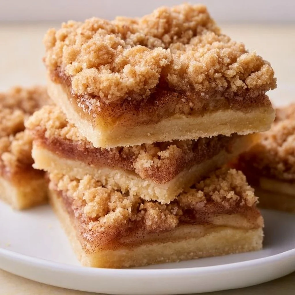Cozy apple pie bars with a golden crust and apple filling, served on a plate.