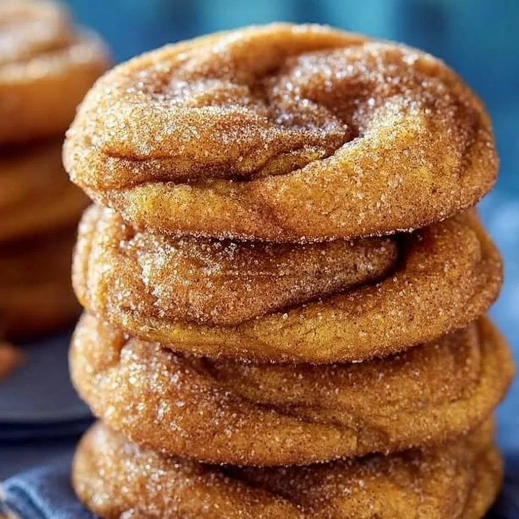Freshly baked Pumpkin Snickerdoodles on a cooling rack